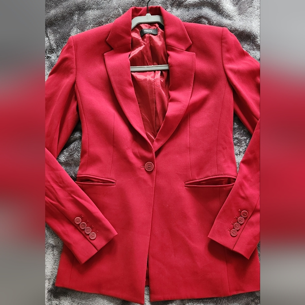 Womens theory red blazer suit jacket